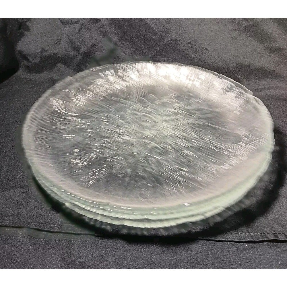Set of 4 Arcoroc Canterbury Clear Glass 10 3/4" Dinner Plates Floral Designs